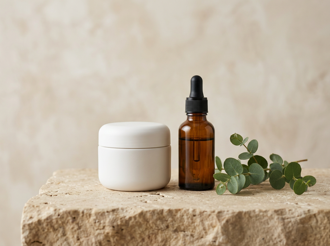 Premium cream jar with botanical ingredients — the emu oil formulation behind DCHÉ Intensive Relief Cream