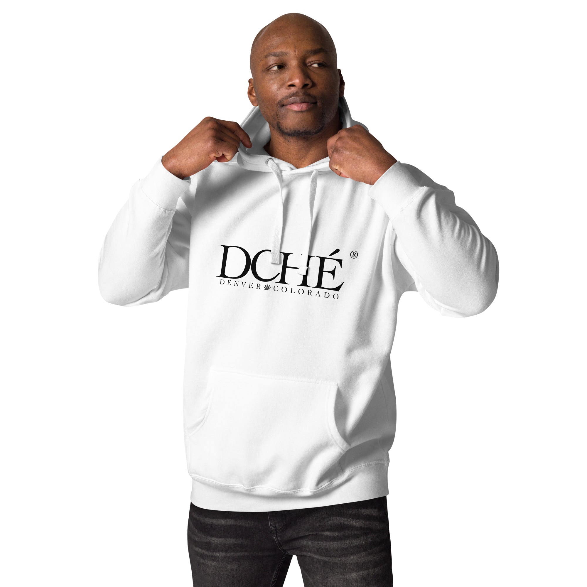 DCHÉ Unisex Hoodie side view — comfortable oversized unisex hoodie lifestyle shot