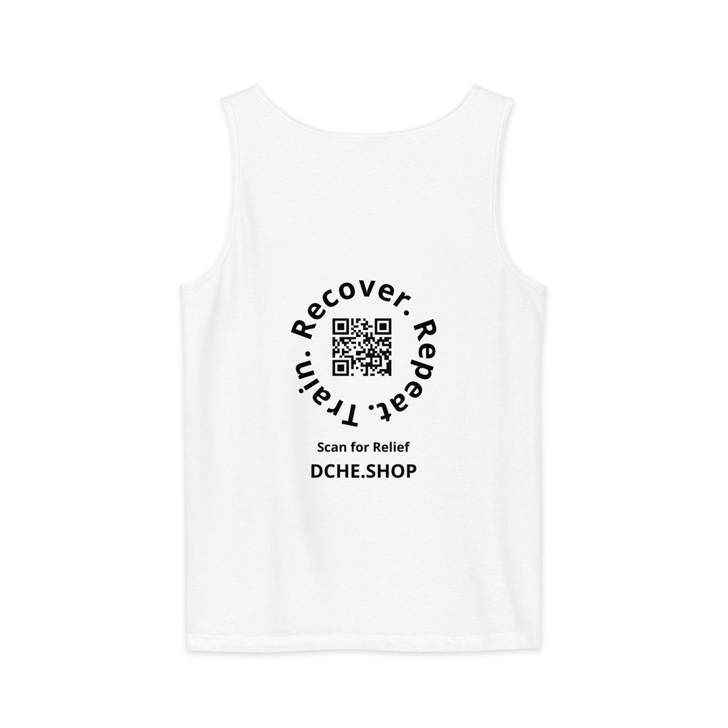 DCHÉ Unisex Garment-Dyed Tank Top detail — quality garment-dyed fabric texture and construction