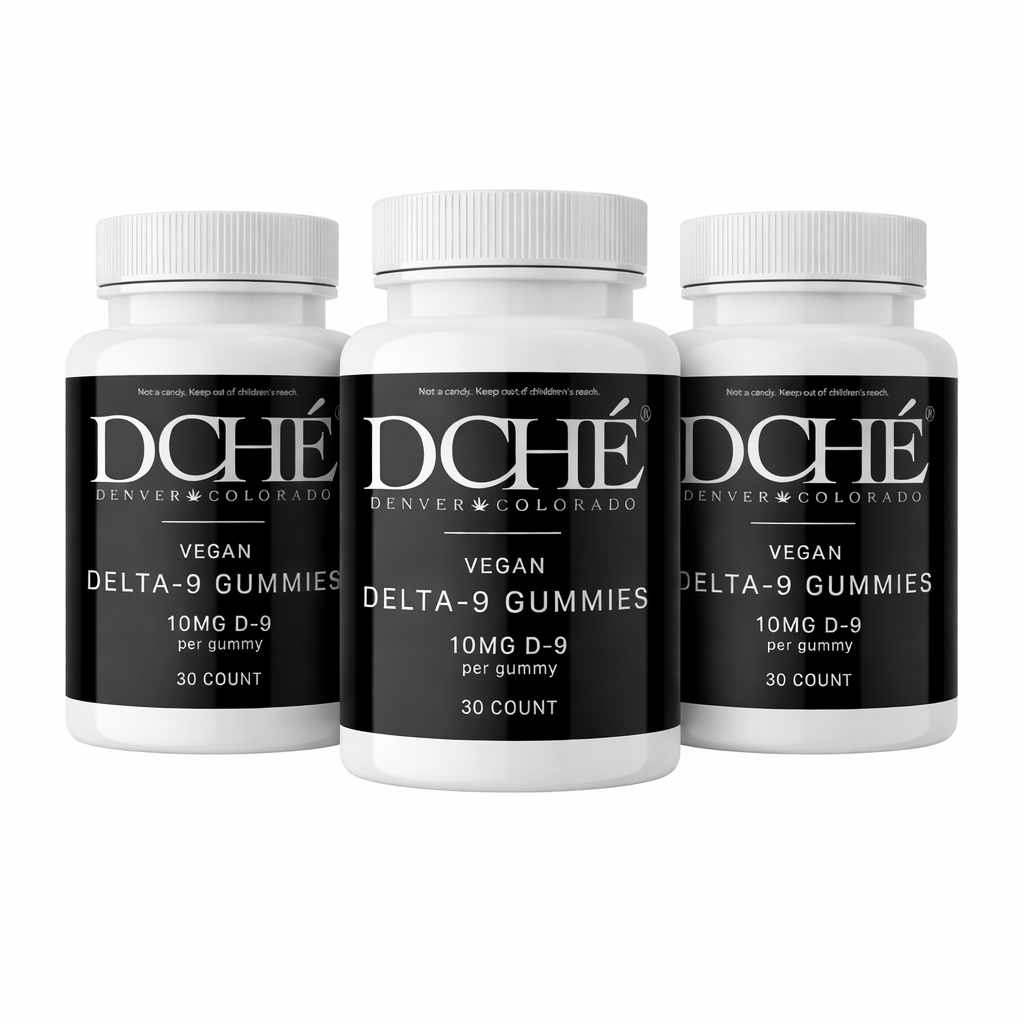 DCHÉ Delta-9 Gummies 3-Month Supply — vegan full spectrum hemp-derived THC gummies three-bottle bundle
