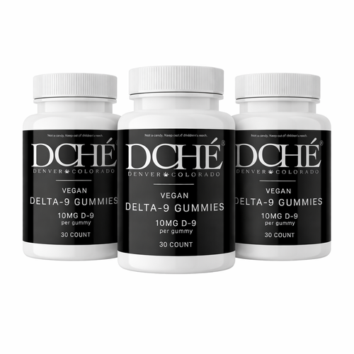 DCHÉ Delta-9 Gummies 3-Month Supply — vegan full spectrum hemp-derived THC gummies three-bottle bundle