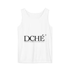 DCHÉ Unisex Garment-Dyed Tank Top on model — soft washed cotton unisex streetwear