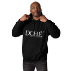 DCHÉ Unisex Hoodie front view — premium black cotton streetwear hoodie with embroidered logo