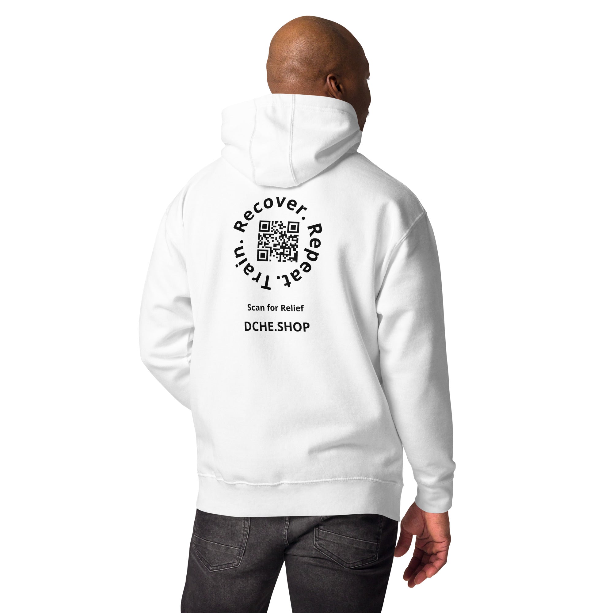 DCHÉ Unisex Hoodie detail — quality stitching and premium cotton fabric close-up